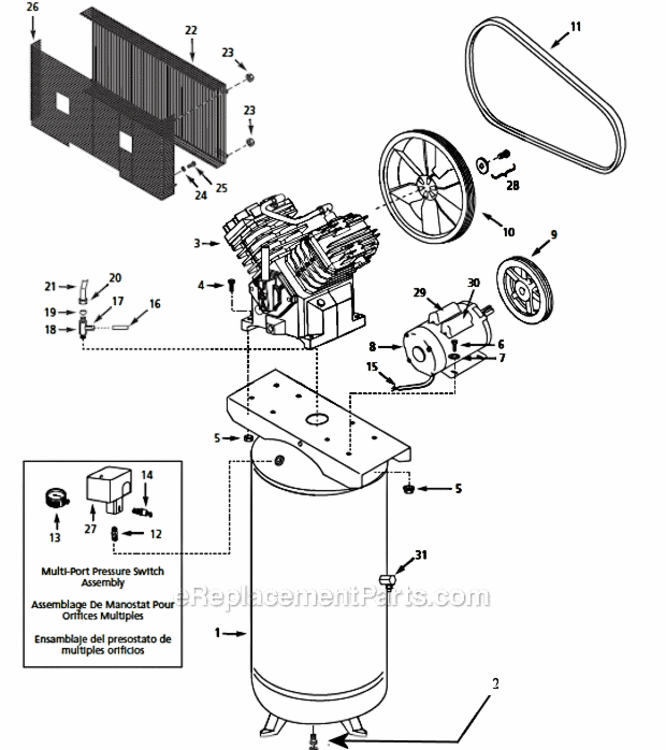 Page A Diagram and Parts List for TQ312600  Campbell Hausfeld Compressor